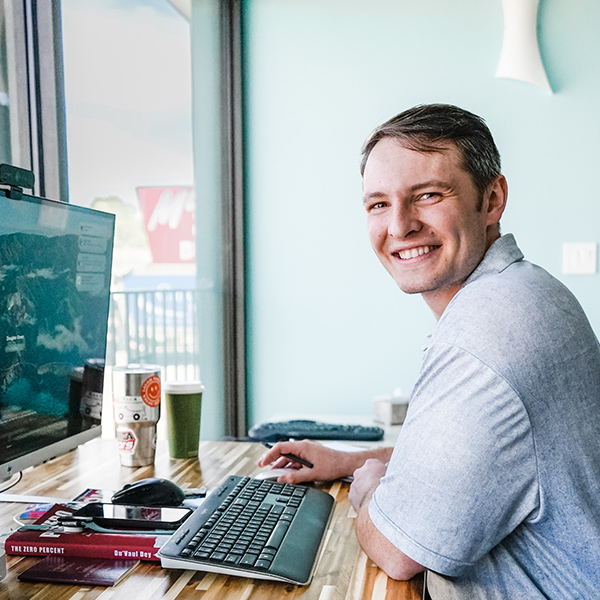 man sitting in office