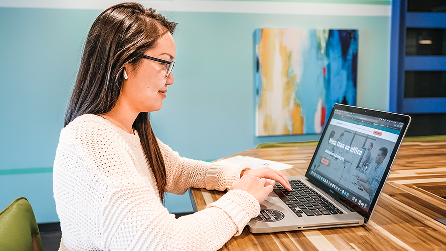 woman working on a laptop