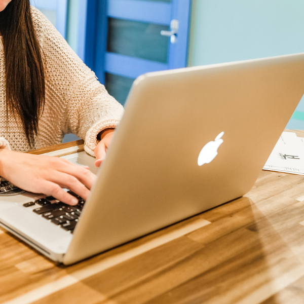 woman working on laptop
